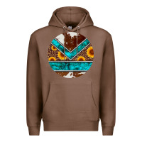 Chestnut turquoise cowhide leopard sunflowers round Premium Hoodie - Artiststas