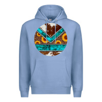 Colony Blue turquoise cowhide leopard sunflowers round Premium Hoodie - Artiststas