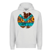 Dove Grey turquoise cowhide leopard sunflowers round Premium Hoodie - Artiststas