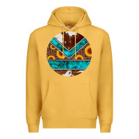 Mustard turquoise cowhide leopard sunflowers round Premium Hoodie - Artiststas