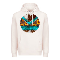 Pale Pink turquoise cowhide leopard sunflowers round Premium Hoodie - Artiststas
