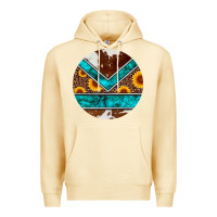 Pina Colada turquoise cowhide leopard sunflowers round Premium Hoodie - Artiststas