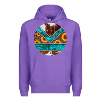 Purple turquoise cowhide leopard sunflowers round Premium Hoodie - Artiststas