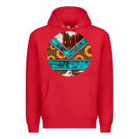 Red turquoise cowhide leopard sunflowers round Premium Hoodie - Artiststas