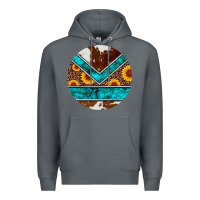 Rock turquoise cowhide leopard sunflowers round Premium Hoodie - Artiststas