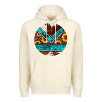 Sandshell turquoise cowhide leopard sunflowers round Premium Hoodie - Artiststas
