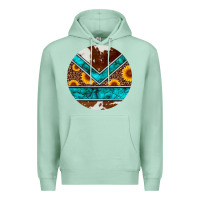 Seafoam turquoise cowhide leopard sunflowers round Premium Hoodie - Artiststas