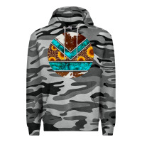Slate Camo turquoise cowhide leopard sunflowers round Premium Hoodie - Artiststas