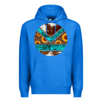 True Royal turquoise cowhide leopard sunflowers round Premium Hoodie - Artiststas