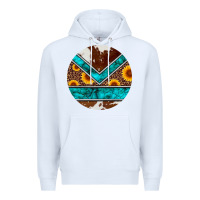 White turquoise cowhide leopard sunflowers round Premium Hoodie - Artiststas
