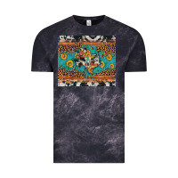 Cloud Black bull skull texas map sunflower leopard cowhide Vintage Tee - Artiststas