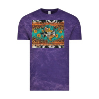 Cloud Purple bull skull texas map sunflower leopard cowhide Vintage Tee - Artiststas