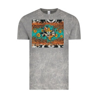 Cloud Rock bull skull texas map sunflower leopard cowhide Vintage Tee - Artiststas