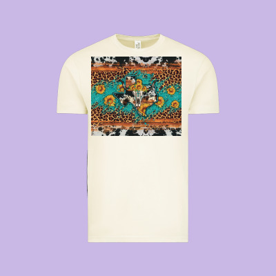 Bull Skull Texas Map Sunflower Leopard Cowhide Vintage Tee Designed By Artiststas