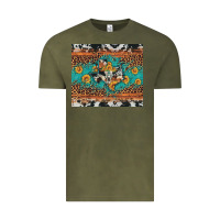 Vintage Olive bull skull texas map sunflower leopard cowhide Vintage Tee - Artiststas