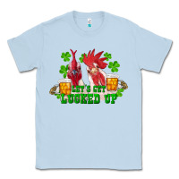 Dusty Blue st. patricks day roosters lets get lucked up Classic Tee - RanaPortraitStore