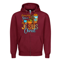 Burgundy Pumpkin spice and Jesus Christ Zipper Hoodie - RanaPortraitStore