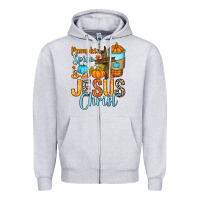 Heather Grey Pumpkin spice and Jesus Christ Zipper Hoodie - RanaPortraitStore