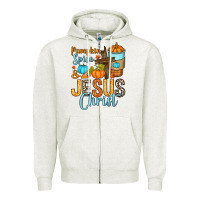 Oatmeal Heather Pumpkin spice and Jesus Christ Zipper Hoodie - RanaPortraitStore