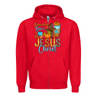 Red Pumpkin spice and Jesus Christ Zipper Hoodie - RanaPortraitStore