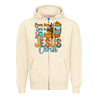 Sandshell Pumpkin spice and Jesus Christ Zipper Hoodie - RanaPortraitStore