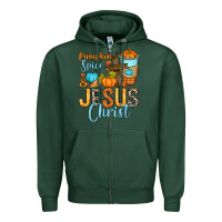 Sports Green Pumpkin spice and Jesus Christ Zipper Hoodie - RanaPortraitStore