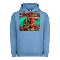 Pigment Pebble Blue country boots and cowboy hat christmas Urban Hoodie - Jasminsmagicworld