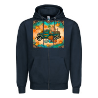 Navy Pumpkin farm Zipper Hoodie - RanaPortraitStore