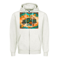 Oatmeal Heather Pumpkin farm Zipper Hoodie - RanaPortraitStore
