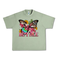Oil Green be free with butterfly and cactus flowers Urban Heavy Tee - Artiststas