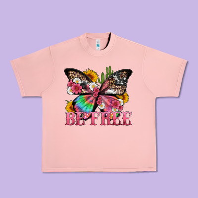 Be Free With Butterfly And Cactus Flowers Urban Heavy Tee Designed By Artiststas
