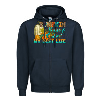 Navy Pumpkin spice and livin' my best life Zipper Hoodie - RanaPortraitStore