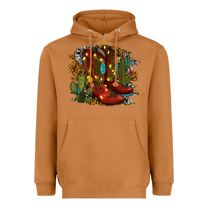 Christmas Cowboy Boots Heavyweight Hoodie by RanaPortraitStore | Teevron