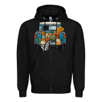 Black Fall Pumpkin Farm Truck Zipper Hoodie - RanaPortraitStore
