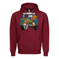 Burgundy Fall Pumpkin Farm Truck Zipper Hoodie - RanaPortraitStore