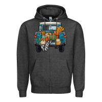 Charcoal Heather Fall Pumpkin Farm Truck Zipper Hoodie - RanaPortraitStore