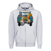 Heather Grey Fall Pumpkin Farm Truck Zipper Hoodie - RanaPortraitStore