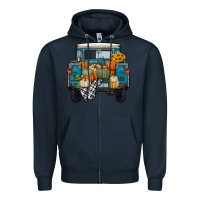 Navy Fall Pumpkin Farm Truck Zipper Hoodie - RanaPortraitStore