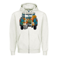 Oatmeal Heather Fall Pumpkin Farm Truck Zipper Hoodie - RanaPortraitStore