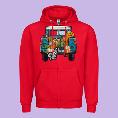 Zipper Hoodie Fall Pumpkin Farm Truck