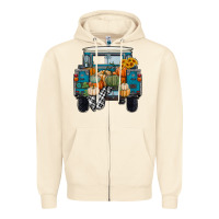 Sandshell Fall Pumpkin Farm Truck Zipper Hoodie - RanaPortraitStore
