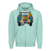 Seafoam Fall Pumpkin Farm Truck Zipper Hoodie - RanaPortraitStore