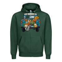 Sports Green Fall Pumpkin Farm Truck Zipper Hoodie - RanaPortraitStore