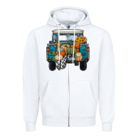 White Fall Pumpkin Farm Truck Zipper Hoodie - RanaPortraitStore