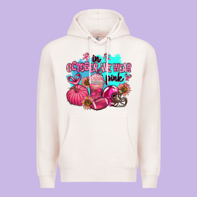 In October We Wear Pink American Football Premium Hoodie Designed By Adodesignshop