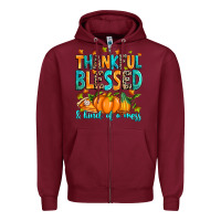 Burgundy Thankful blessed and kind of a mess Zipper Hoodie - RanaPortraitStore