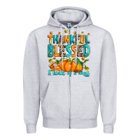 Heather Grey Thankful blessed and kind of a mess Zipper Hoodie - RanaPortraitStore