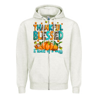 Oatmeal Heather Thankful blessed and kind of a mess Zipper Hoodie - RanaPortraitStore