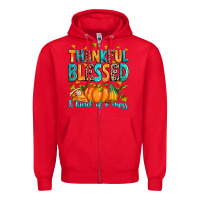 Red Thankful blessed and kind of a mess Zipper Hoodie - RanaPortraitStore