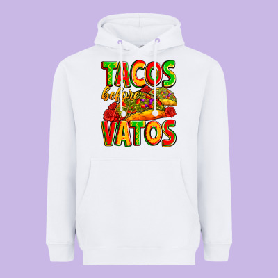 Tacos Before Vatos Heavyweight Hoodie Designed By Zillion Design Studio